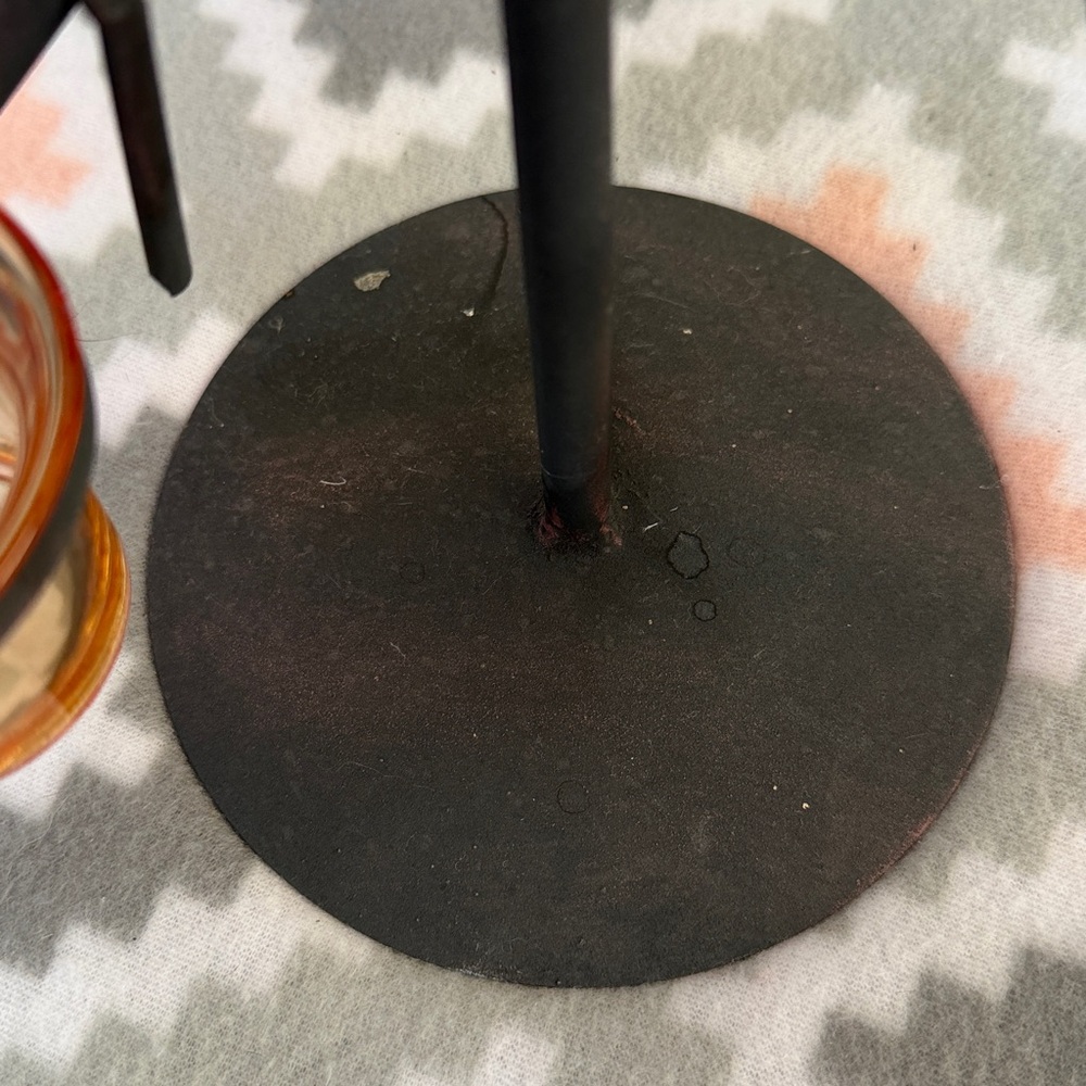 Black Metal Candle Holder Tree with Amber Glass Cups - Picture 5 of 7